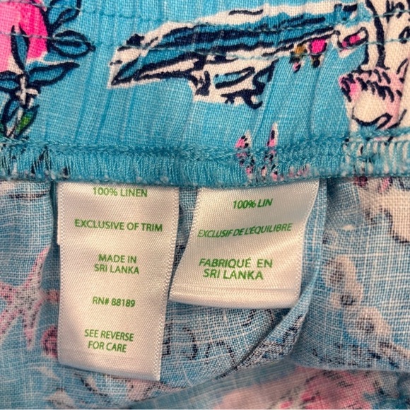 Lilly Pulitzer Lilo Linen Shorts in the Amalfi Blue Lilly's Roadtrip print - Picture 6 of 7